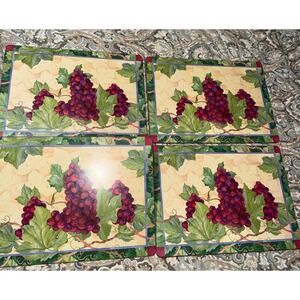 Pimpernel Cork Back Placemats‎ Set of 4 Grapes Vine Motif Made in England Tuscan
